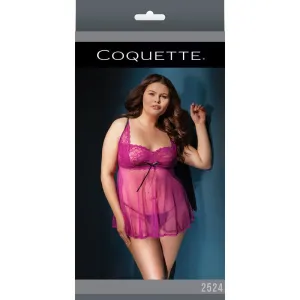 BABYDOLL & G-STRING  MAGENTA/BLACK - XL Packaging Box