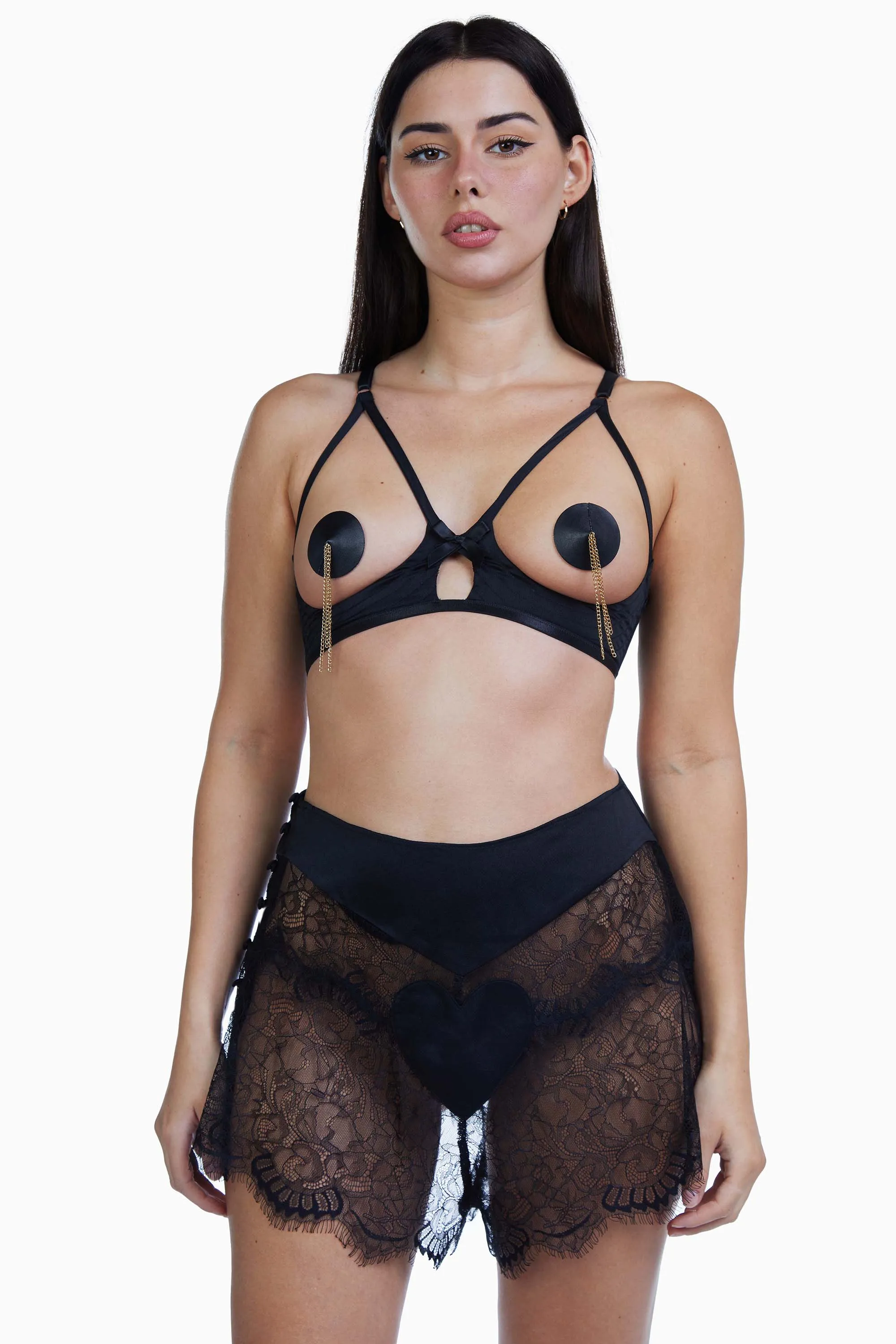 Bettie Page Doris Black Heart French Knicker