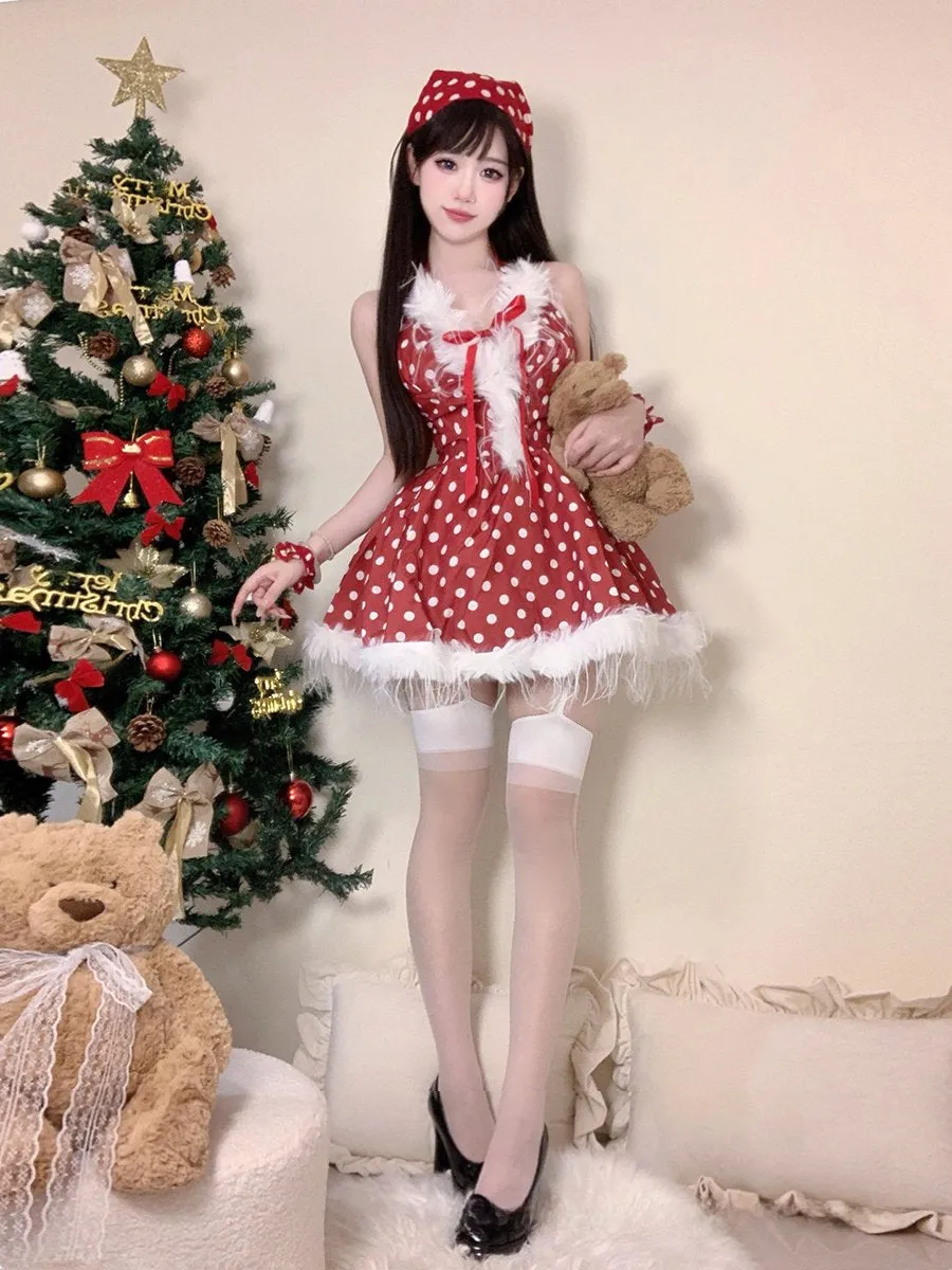 Fuzzy Polka Dots Santa Dress