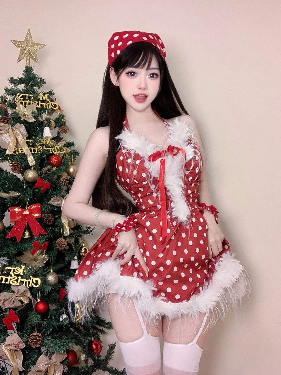 Fuzzy Polka Dots Santa Dress