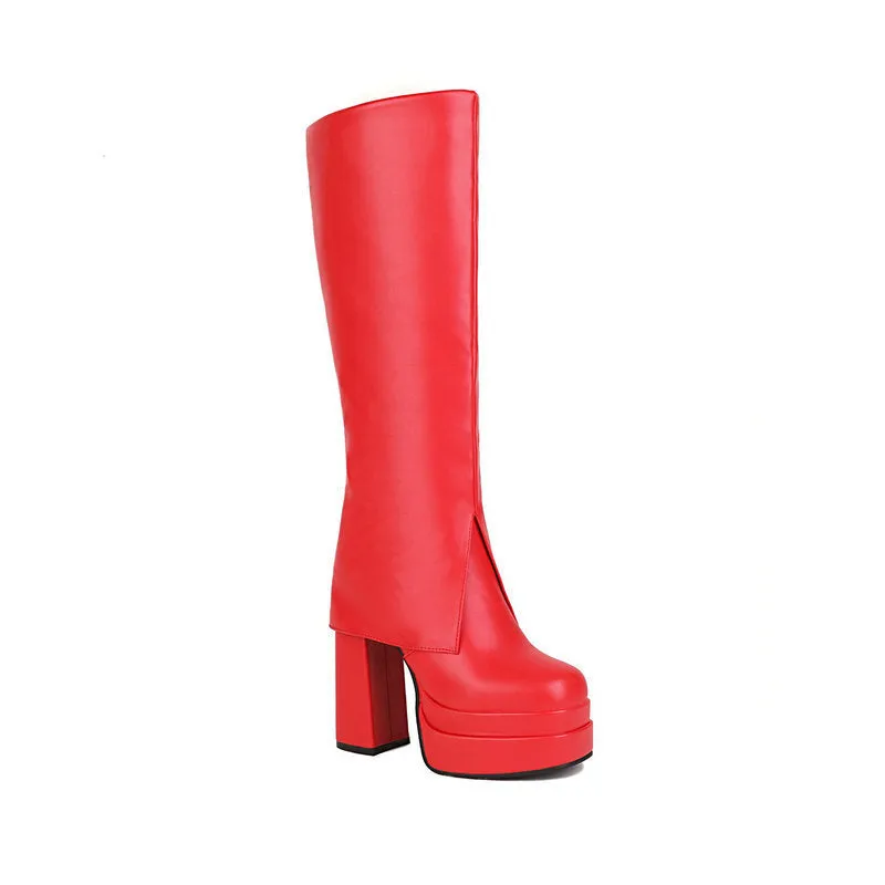 High Heel Platform Chunky Knee Boots