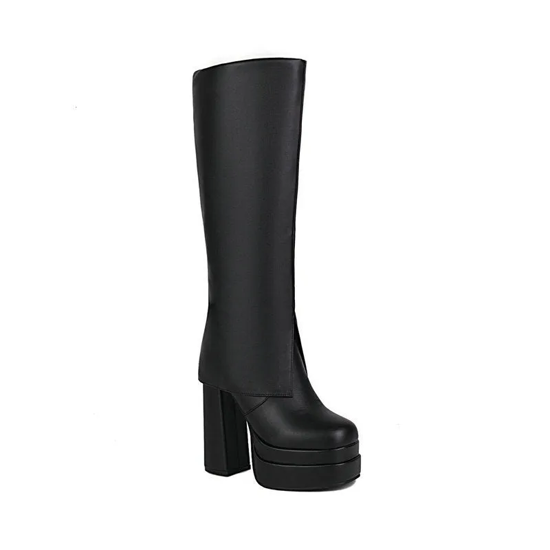 High Heel Platform Chunky Knee Boots
