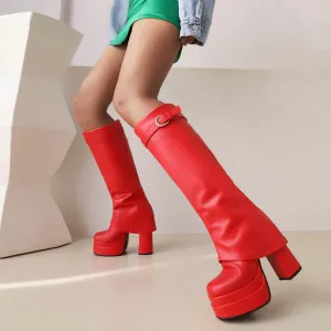 High Heel Platform Chunky Knee Boots