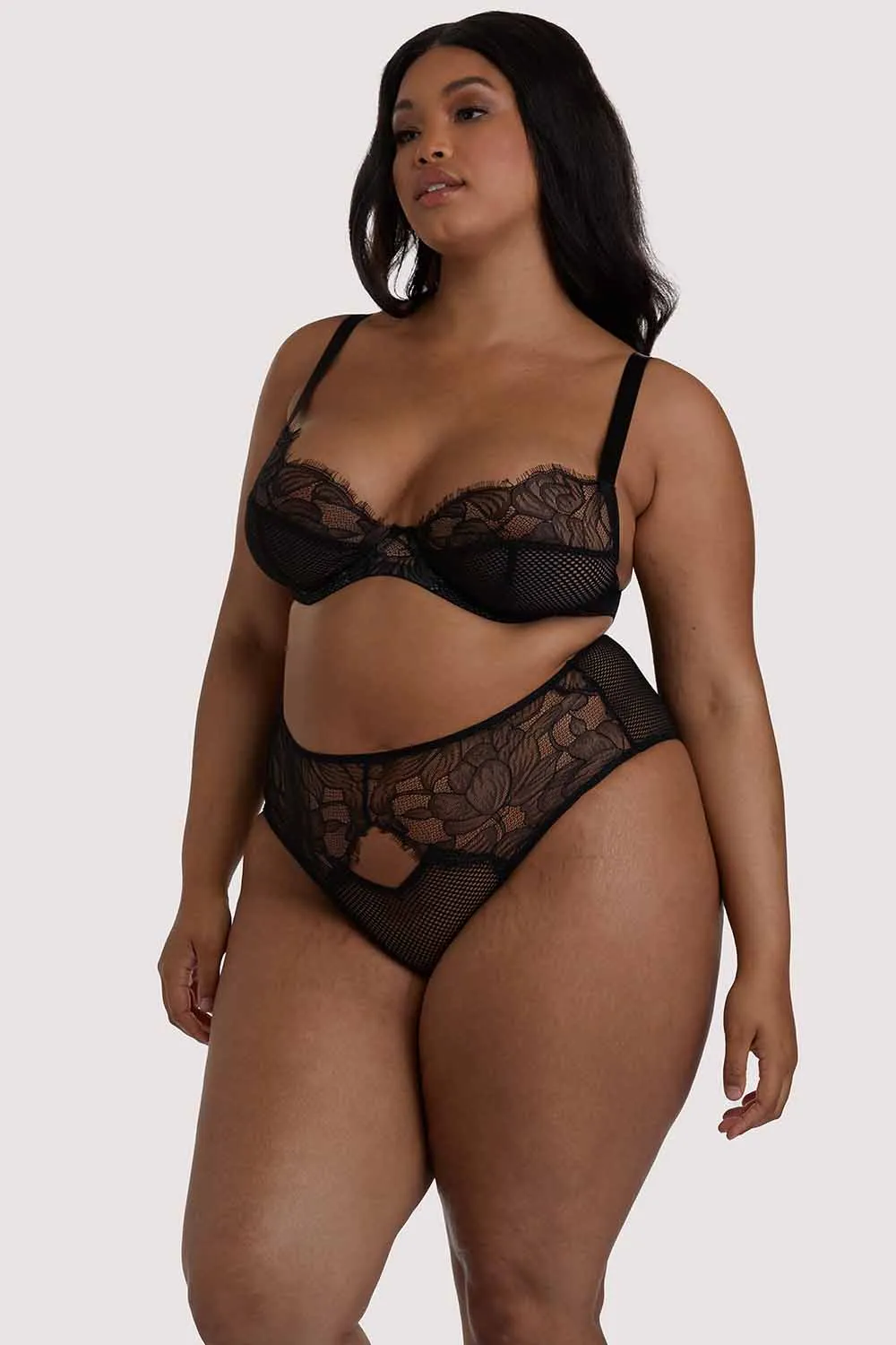 Khloe Black Floral Highwaist Brief