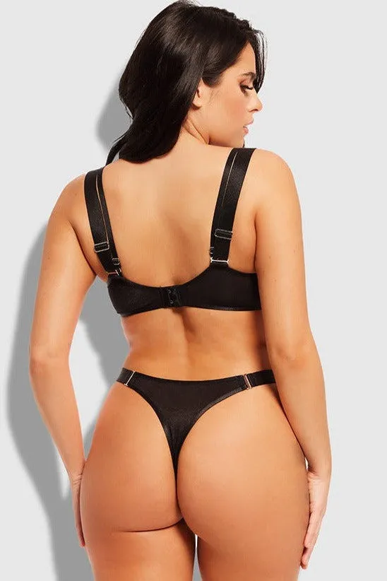 Layered Bra & Elastic Side Mesh Thong