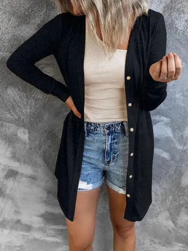 Long Button Women Cardigan Sweater