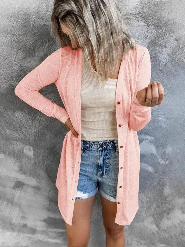 Long Button Women Cardigan Sweater