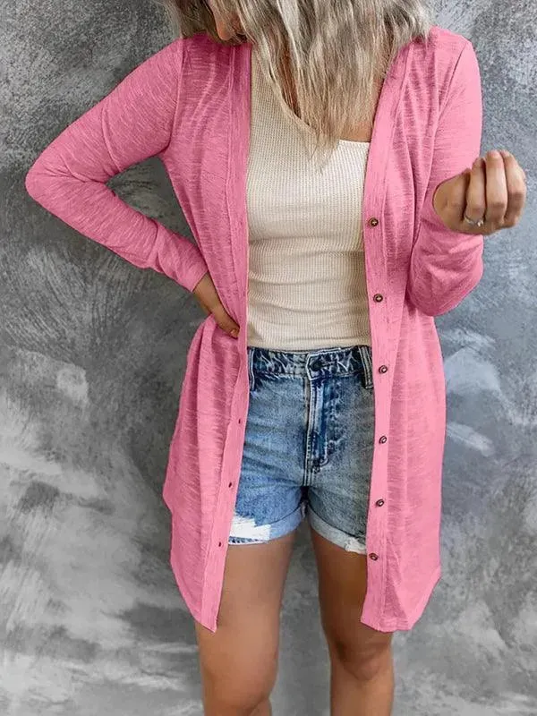 Long Button Women Cardigan Sweater