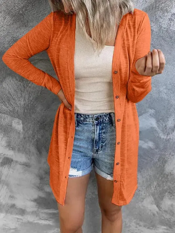 Long Button Women Cardigan Sweater