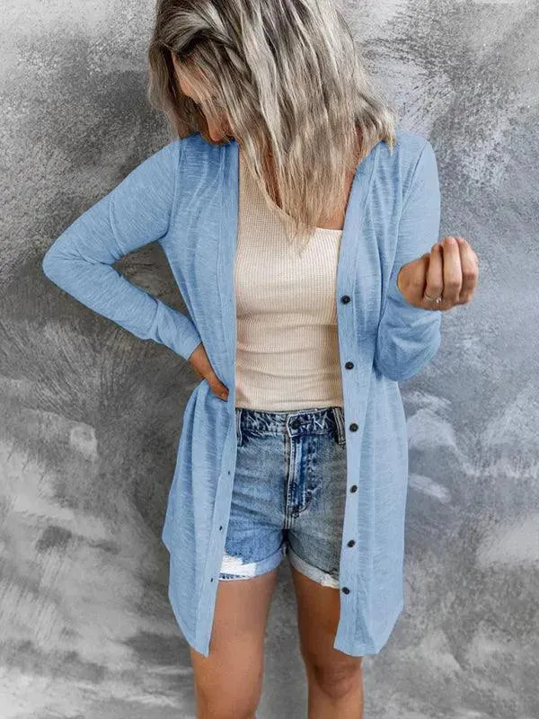 Long Button Women Cardigan Sweater
