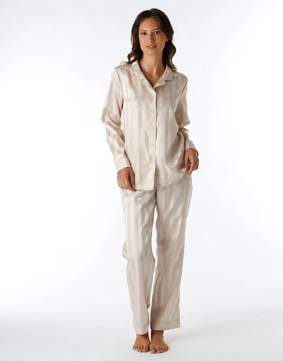 Long open satin almond pajama for women