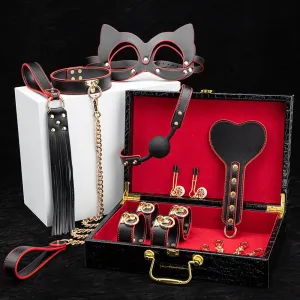Luxury Black & Gold BDSM Fantasy Kit  9 -Piece Set