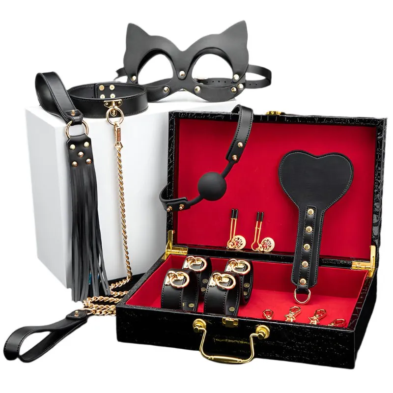 Luxury Black & Gold BDSM Fantasy Kit  9 -Piece Set