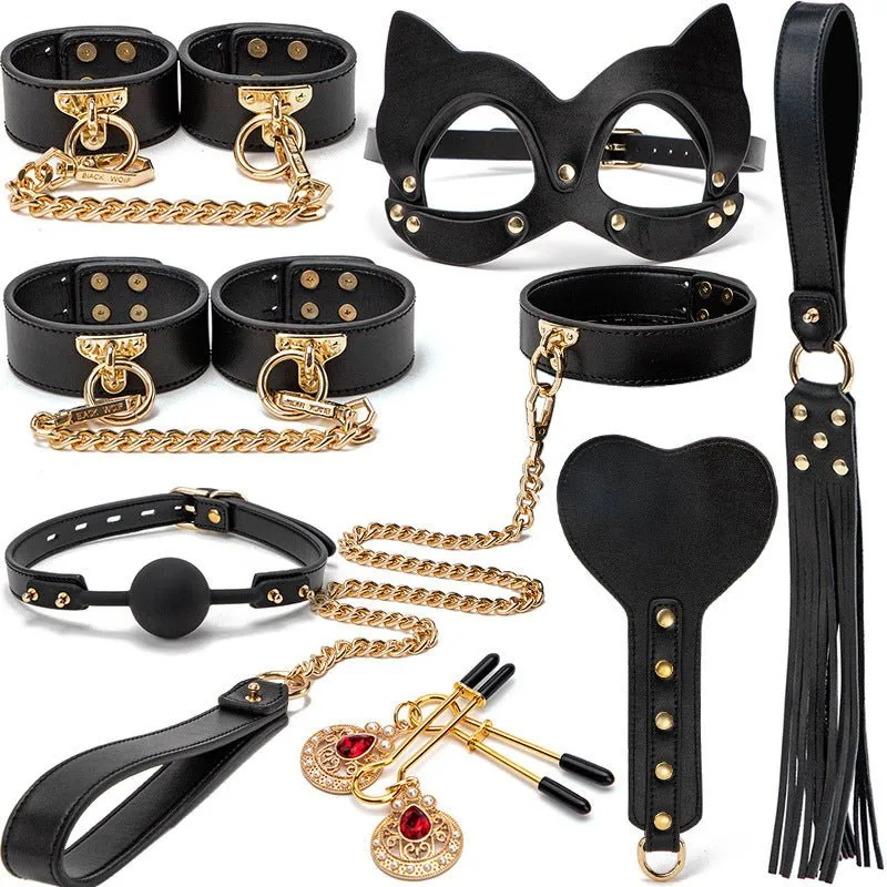 Luxury Black & Gold BDSM Fantasy Kit  9 -Piece Set