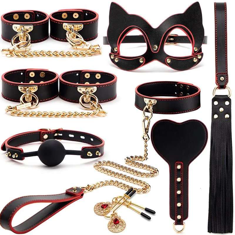 Luxury Black & Gold BDSM Fantasy Kit  9 -Piece Set