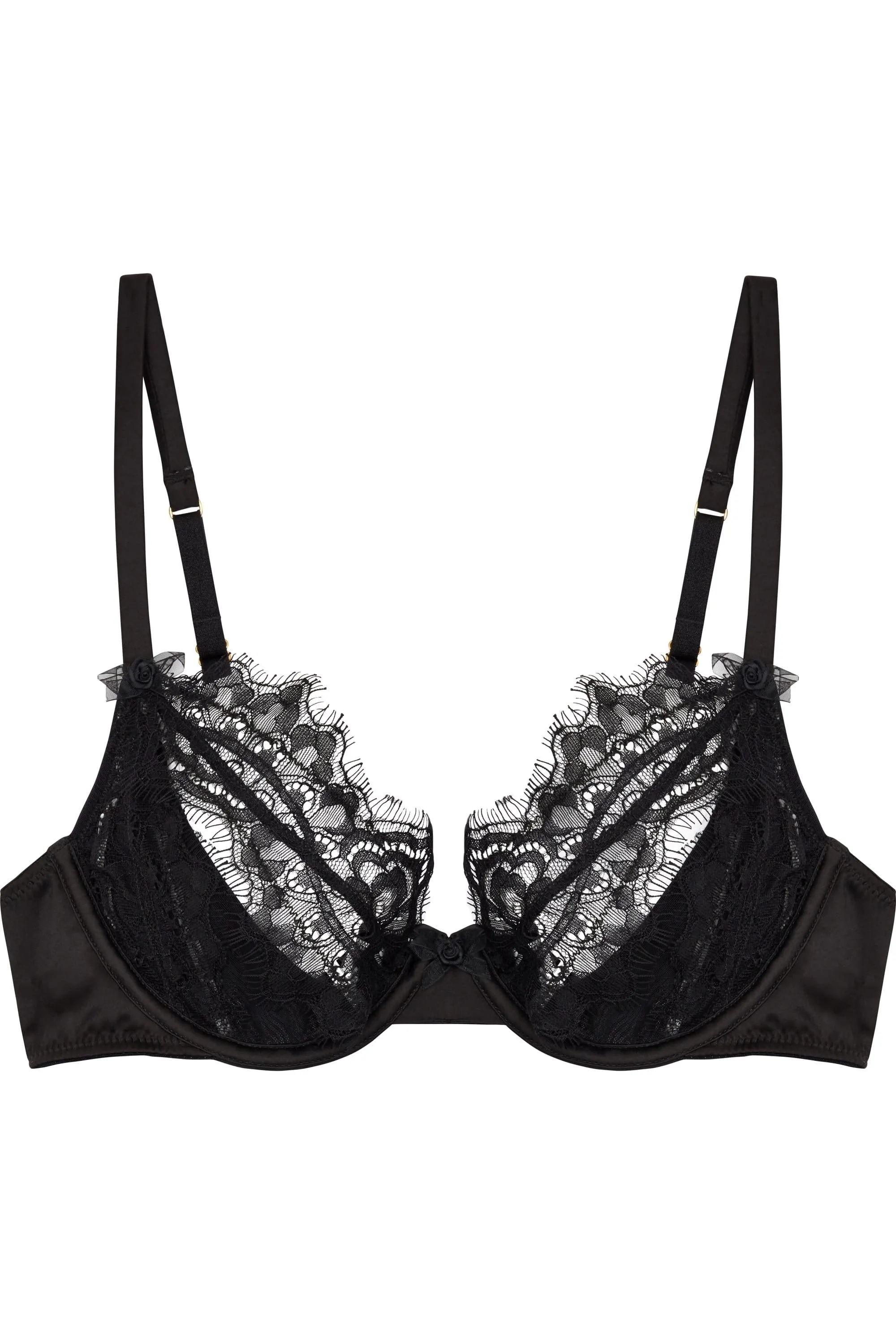 Minnie Eyelash Lace Open Cup Bra Black A - DDD/F
