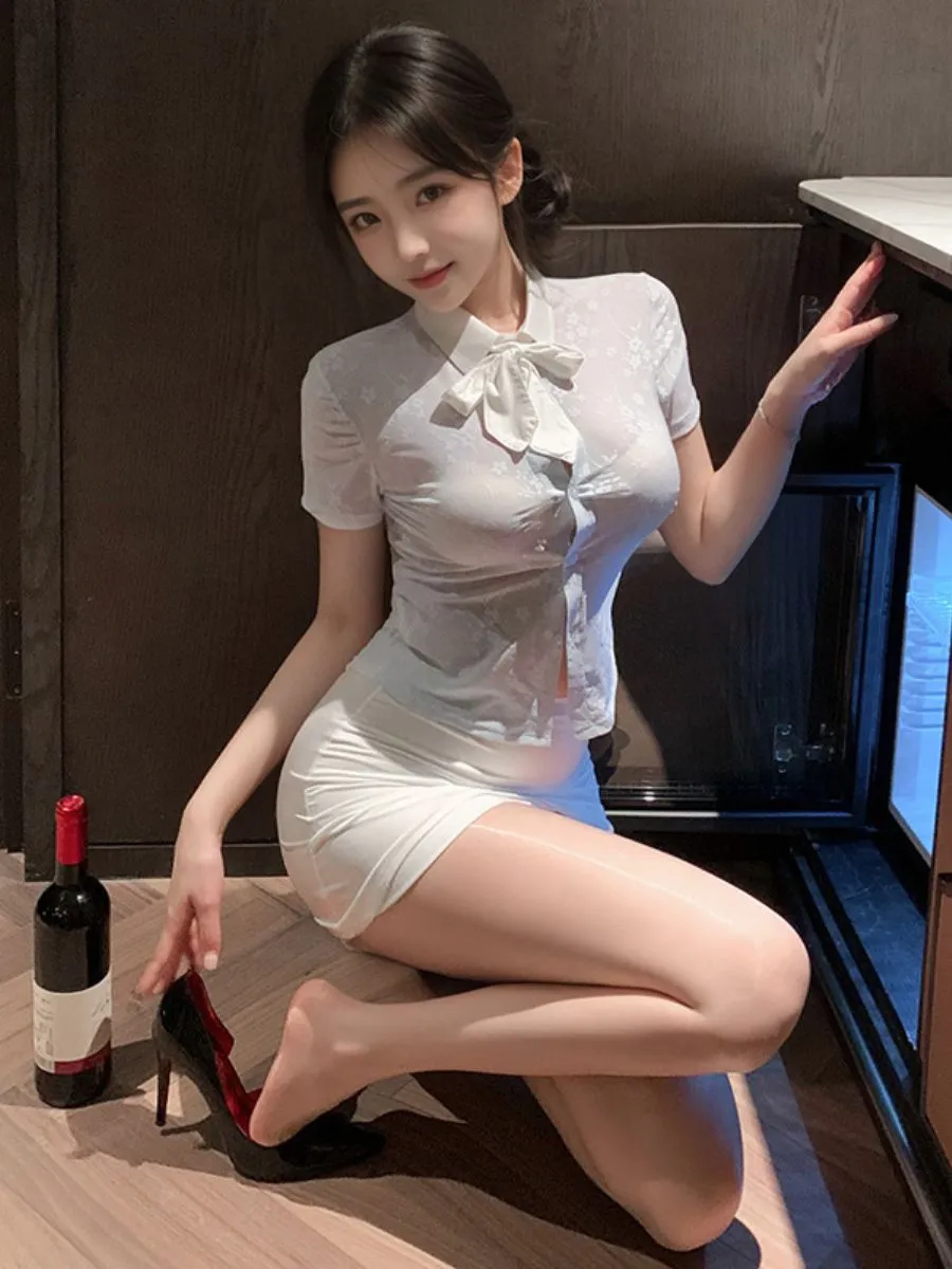 Office Lady Lace Blouse w/ Skirt