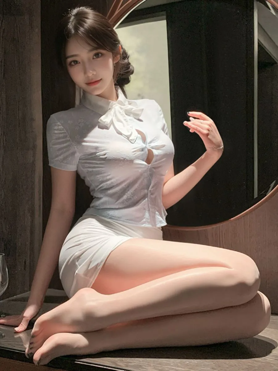Office Lady Lace Blouse w/ Skirt