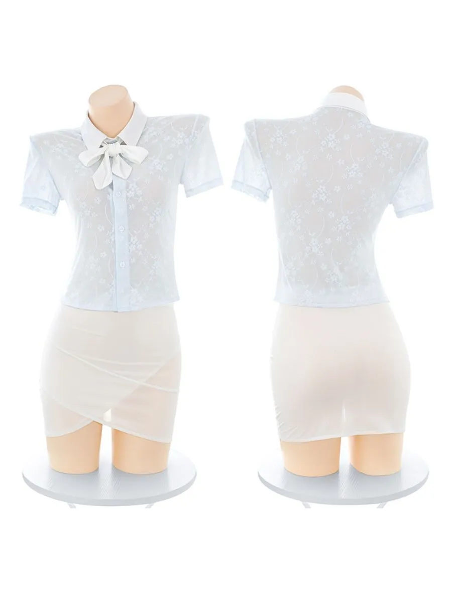 Office Lady Lace Blouse w/ Skirt