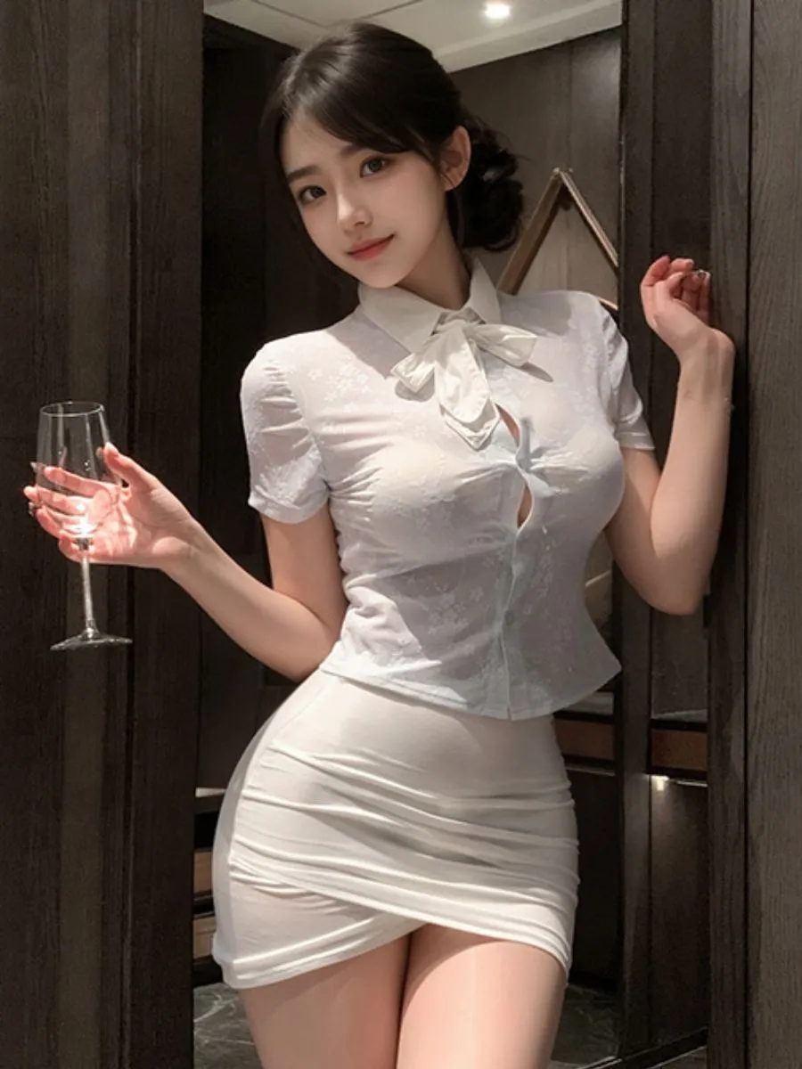 Office Lady Lace Blouse w/ Skirt