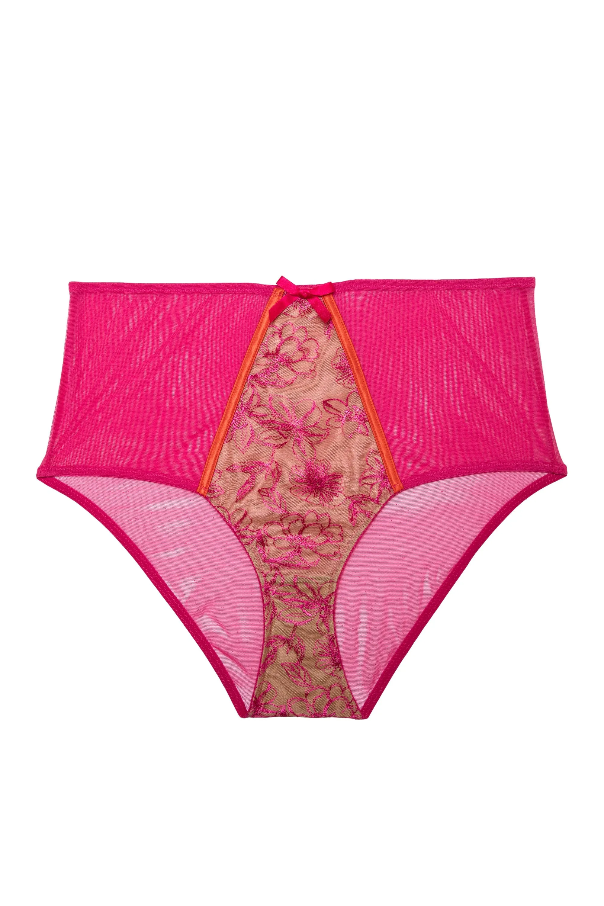 Olivia Pink Contrast Embroidery High Waist Brief