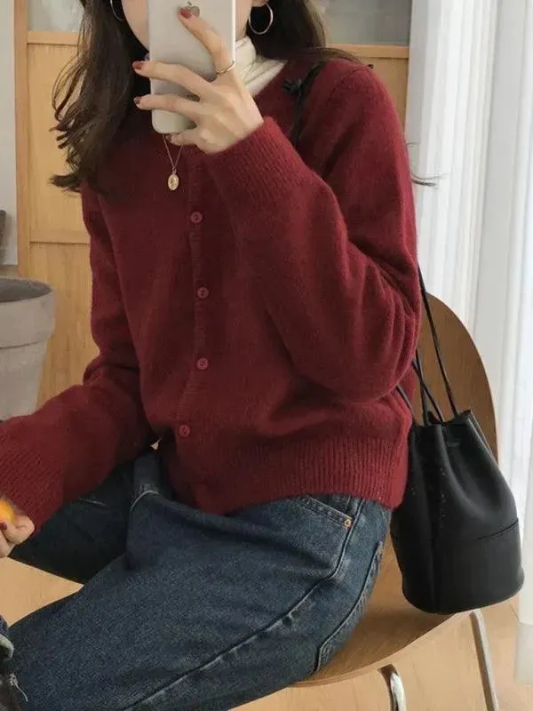 Round Neck Layered Women Cardigan Sweater