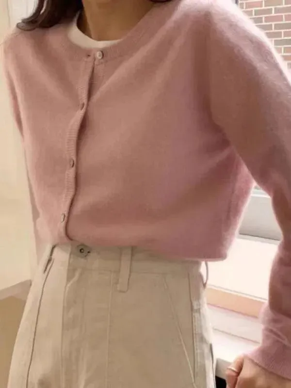 Round Neck Layered Women Cardigan Sweater