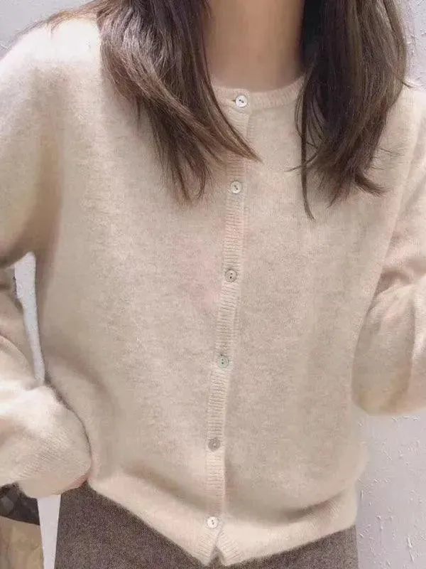 Round Neck Layered Women Cardigan Sweater