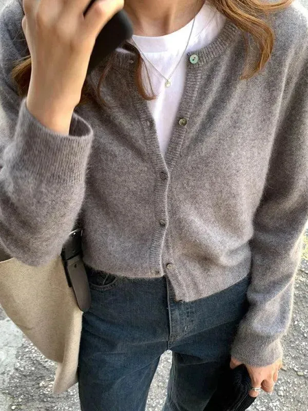 Round Neck Layered Women Cardigan Sweater