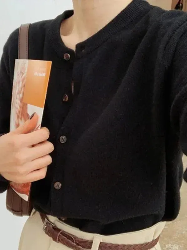 Round Neck Layered Women Cardigan Sweater