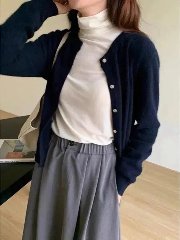 Round Neck Layered Women Cardigan Sweater