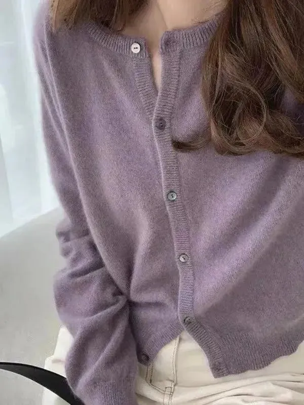 Round Neck Layered Women Cardigan Sweater