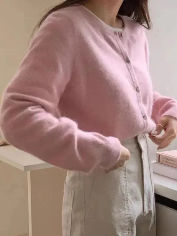Round Neck Layered Women Cardigan Sweater
