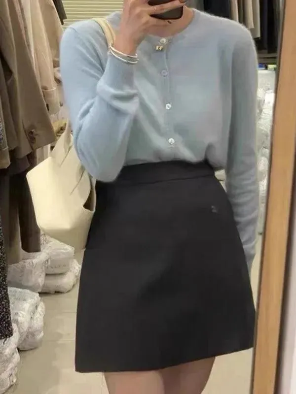 Round Neck Layered Women Cardigan Sweater