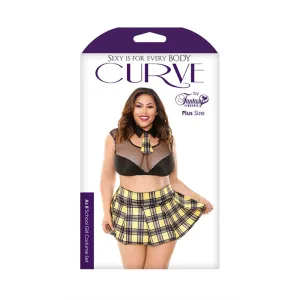 Schoolgirl Costume Set; Tie Choker. Caged Bralette. Skirt. and Panty 3x/4x