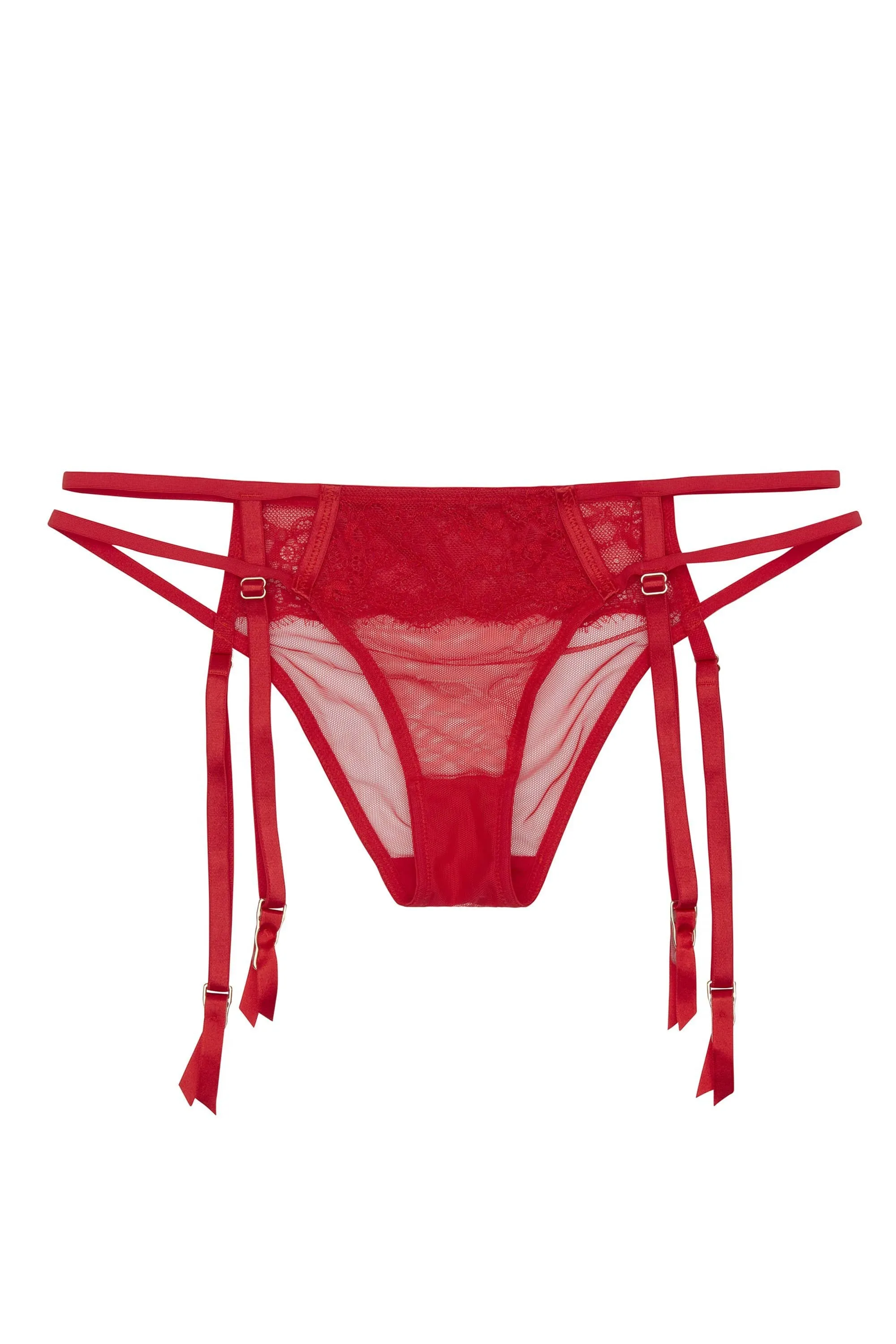 WW x Charlotte McKinney Cara Red Lace Suspender Brief