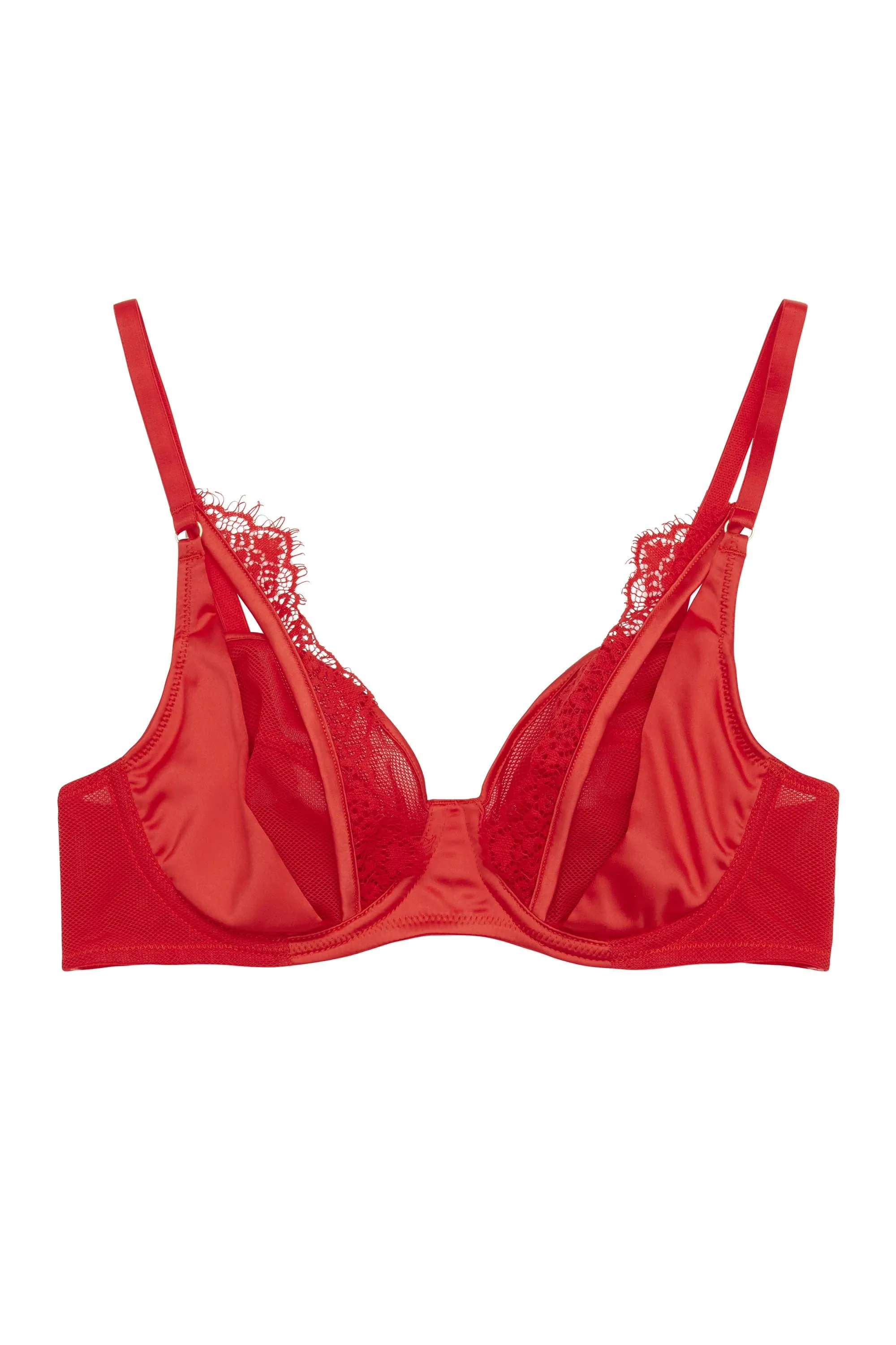 Zoya Full Bust Fishnet and Lace Plunge Bra DD/E - I